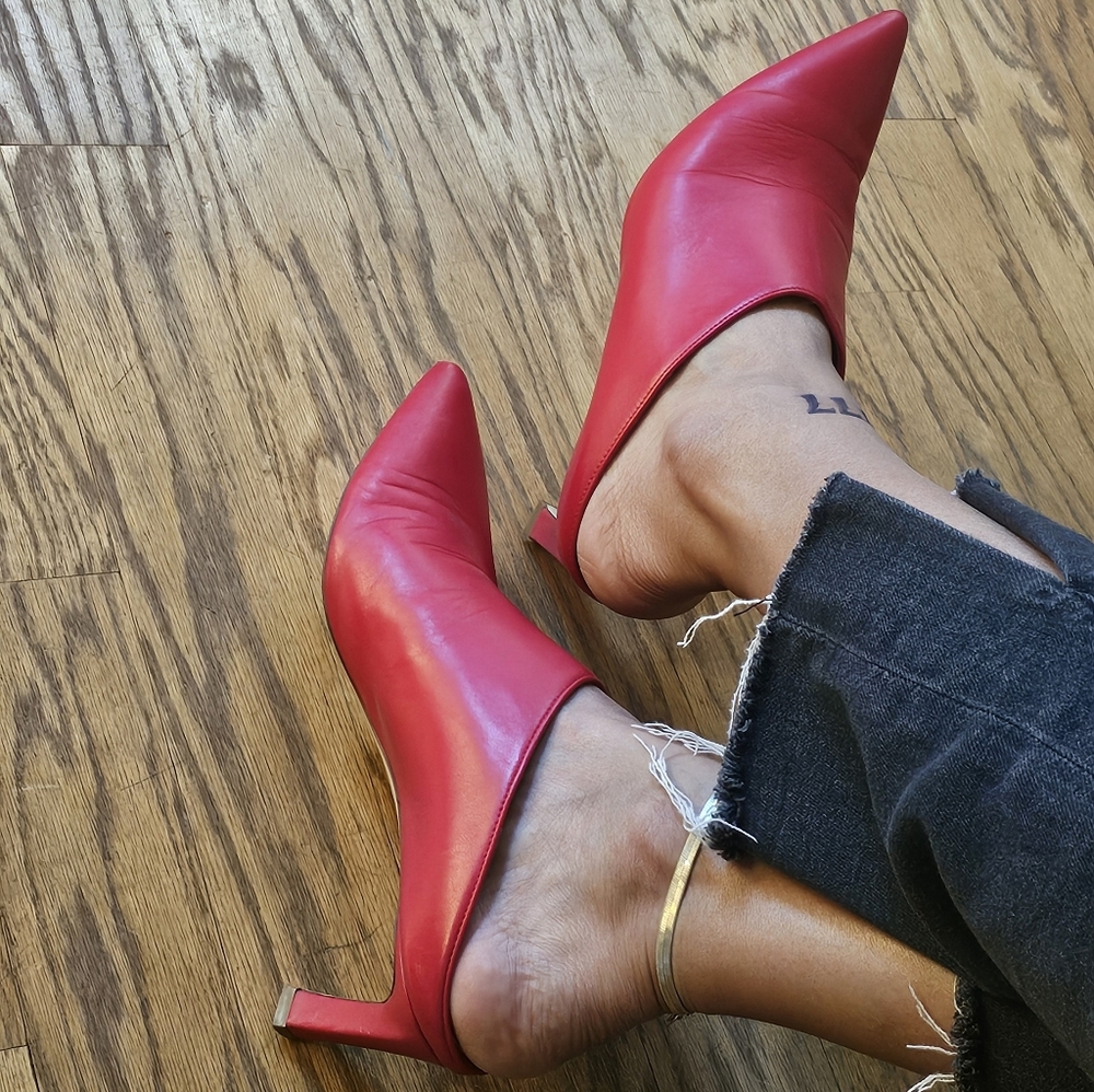 Stuart Weitzman Mira Red Leather Mules US11 M Retail $498-bing - Picture 6 of 15